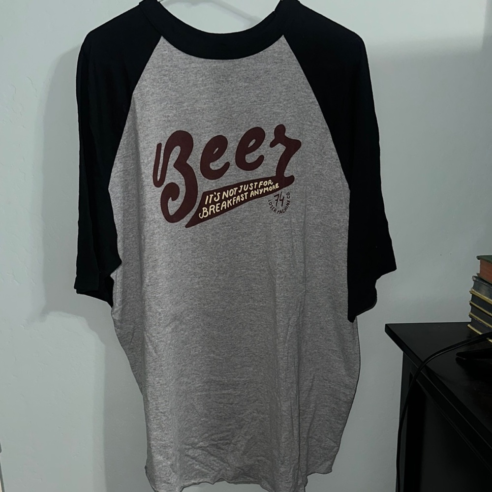 Gray and Black Graphic beer it’s not just for breakfast anymore size 2X like new